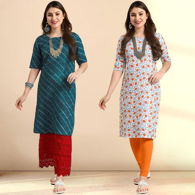 EthnicBasket Women Printed Straight Kurta(Multicolor)