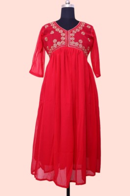 Fmfashion Women Embroidered Anarkali Kurta(Red)