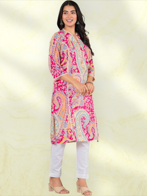 Jaipuur Trend Women Embroidered Straight Kurta(Pink)