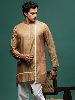 Sangria Men Solid Straight Kurta(Green)