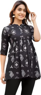 SHREE SHYAM FASHION Women Printed Flared Kurta(Black)