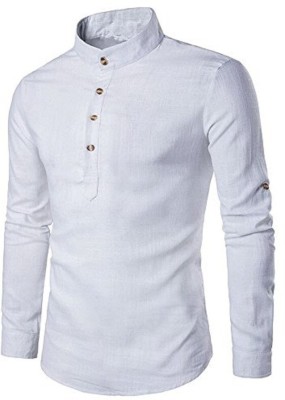 PEARL OCEAN Men Solid Straight Kurta(White)