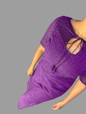 advance enterprise Women Embroidered A-line Kurta(Purple)