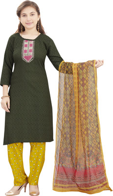 Aarika Girls Embroidered Straight Kurta(Dark Green)