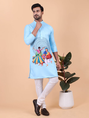 Namaskar Men Printed Ethnic Dress Kurta(Blue)