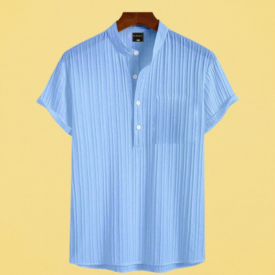 nitafashion Men Printed Straight Kurta(Light Blue)