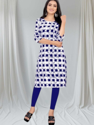 rajni rayon Women Printed Straight Kurta(Blue)