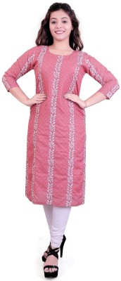 deepvishwash Women Self Design, Printed Straight Kurta(Pink)