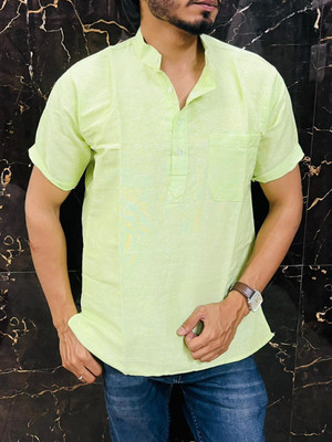 LineaWear Men Solid A-line Kurta(Light Green)