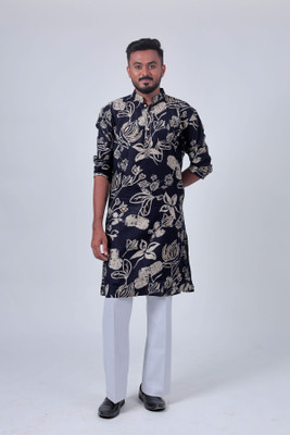 Varbandhan Men Printed Straight Kurta(Blue, Beige)