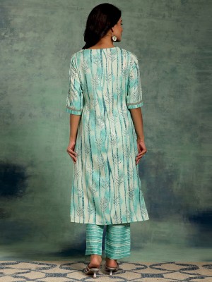 sky fab Women Printed A-line Kurta(Light Blue)