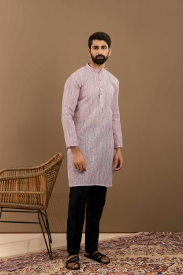 CHIRASVI Men Solid Straight Kurta(Pink)