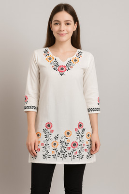 ZAYA Women Printed A-line Kurta(White)