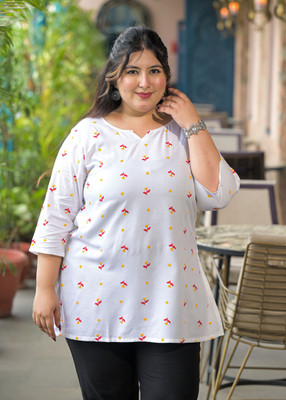 Lee Moda Women Printed Straight Kurta(White)