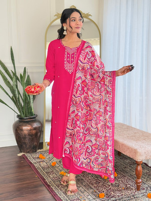 JD ENTERPRISE HUB Embroidered Kurta, Trouser/Pant & Dupatta Set