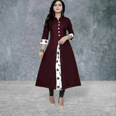 U Creationm Women Solid Anarkali Kurta(Maroon)