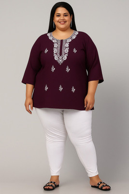 ABFY ZOO Women Embroidered Straight Kurta(Purple)