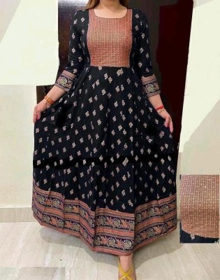 KRISHA CREATION Anarkali Gown(Black)