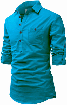 Apektra Men Solid A-line Kurta(Dark Green)