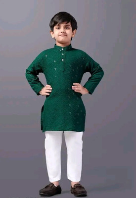 WELCOME STYLE Boys Embellished A-line Kurta(Green)