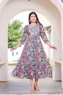 faishonkurti Women Floral Print Anarkali Kurta(Multicolor)