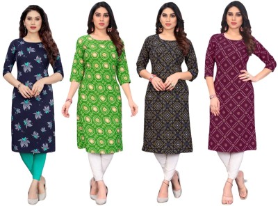 Hiral Women Printed Straight Kurta(Maroon)