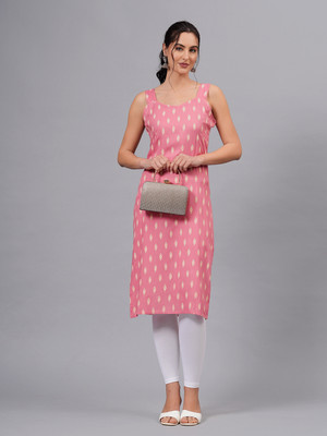 Highlight fashion export Women Printed Straight Kurta(Pink)