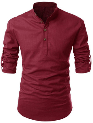 SHOPYCLICK Men Solid Straight Kurta(Maroon)