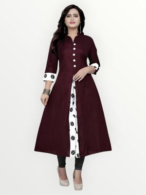Ranrasiya Tex Women Printed Straight Kurta(Maroon)