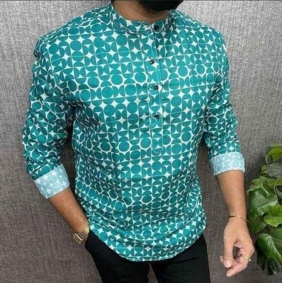 colorwings Men Printed Straight Kurta(Green)