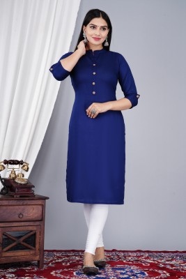 Aadhaya creation Women Solid A-line Kurta(Blue)