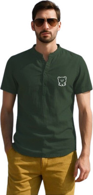 Super Weston Men Solid Straight Kurta(Dark Green)
