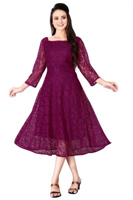 Werolia. Women Fit and Flare Purple Dress