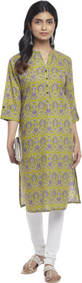 Rangmanch by Pantaloons Women Printed Straight Kurta(Light Green)