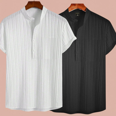 JenilEStore Men Self Design A-line Kurta(White, Black)
