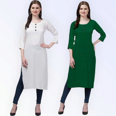 Coft Women Self Design, Solid Straight Kurta(Multicolor)