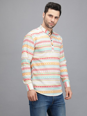 SilverBuck Men Printed Pathani Kurta(Multicolor)