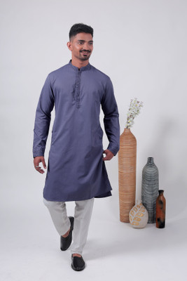 Varbandhan Men Solid Straight Kurta(Purple)