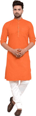 TIPTOP TRENDZ Men Solid Straight Kurta(Orange)