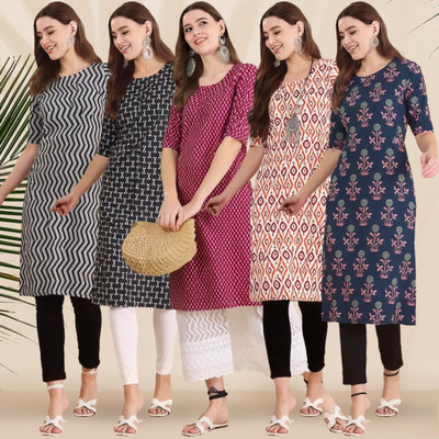 1 Stop Fashion Women Printed A-line Kurta(Multicolor)