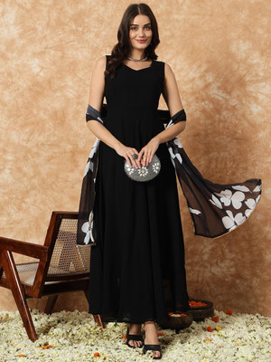 SHISHKALA Women Printed A-line Kurta(Black)