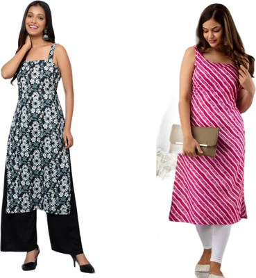 KALLAXI Women Printed Straight Kurta(Multicolor)