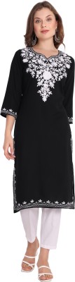 FNOCKS Girls Embroidered A-line Kurta(Black)