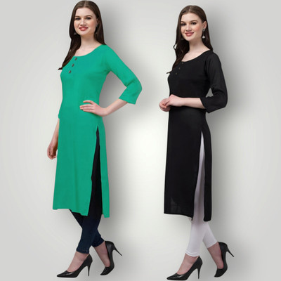 Coft Women Self Design Straight Kurta(Multicolor)