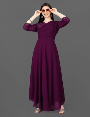 The Leady Designer Flared/A-line Gown(Purple)