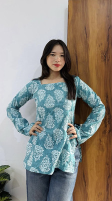 Aarohi Fashion Women Printed, Floral Print Straight Kurta(Blue)