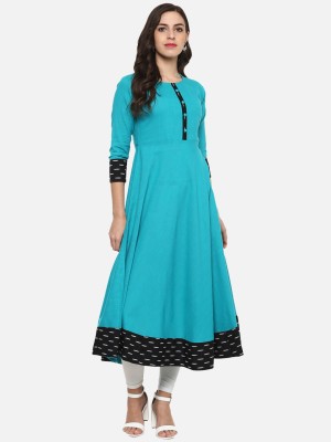 IKRASS Women Printed Anarkali Kurta(Blue)