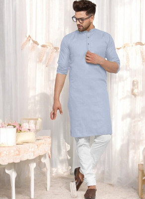 Krisha trend Men Solid Straight Kurta(Grey)