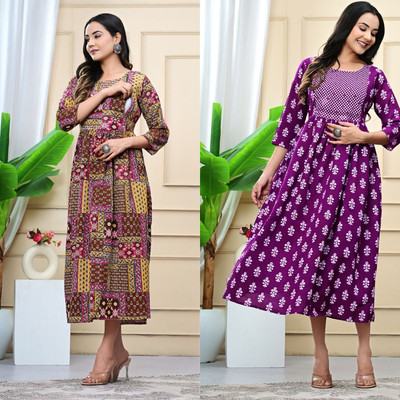 Kadri Women Printed Straight Kurta(Multicolor)