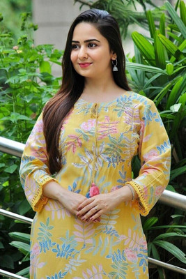 KurtisHouse Women Printed Straight Kurta(Yellow)